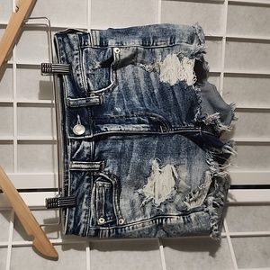 American Eagle Outfitters Women Hi-rise Shortie Blue Jean Shorts Size 2